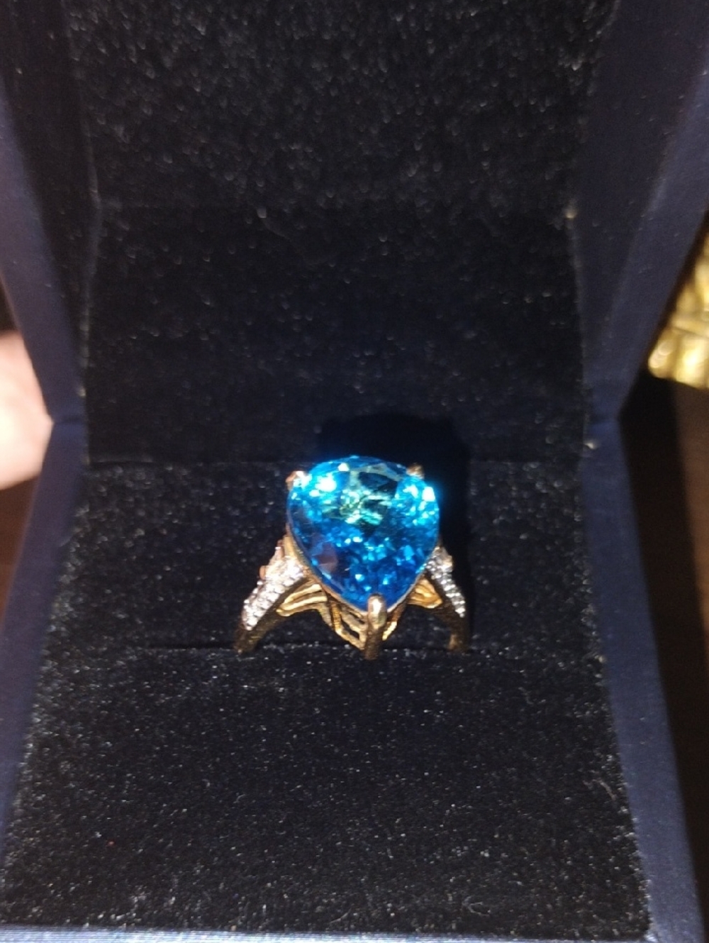 Genuine Marambaia Topaz & Diamond 10k Gold Ring Size 8